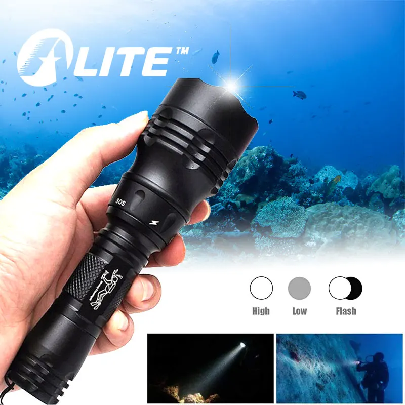 

TMWT Diving Flashlight 10W Underwater Torch Diver Flash Light 100% Waterproof IP68 18650 Underwater Searchlight Torch