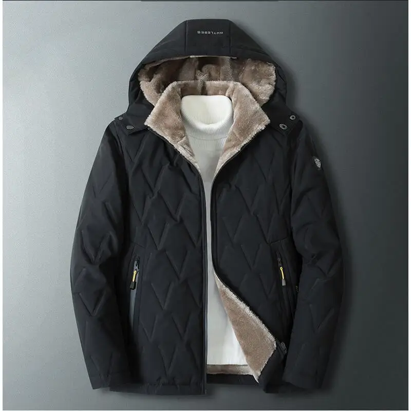 

New Middle-Aged And Elderly Men's Cotton-Padded Coat Plus Velvet Father Winter Warm Jacket Plus Fertilizer Size Clothing M-5XL