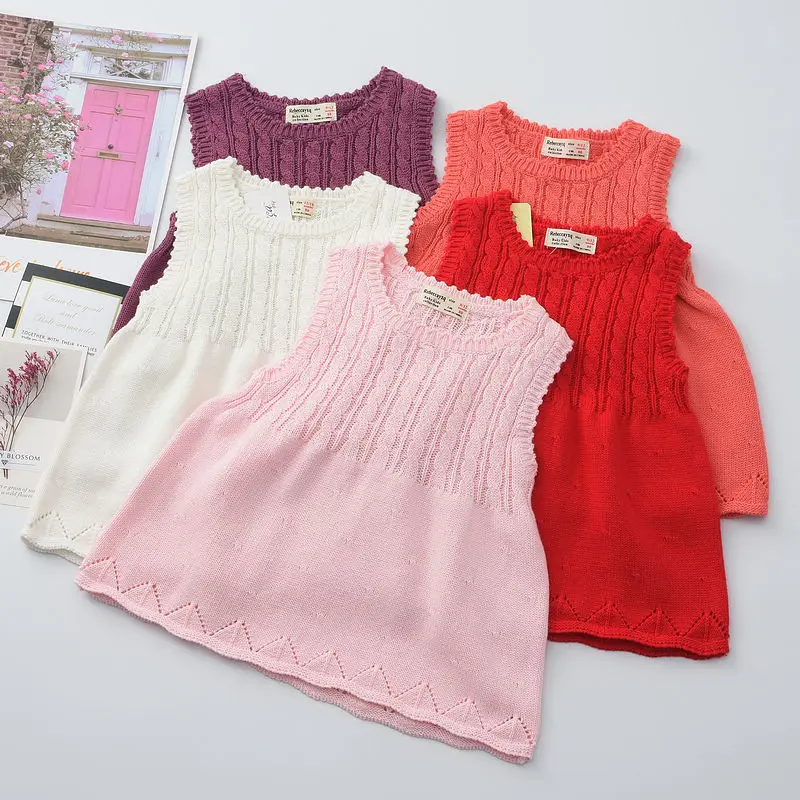 

2019 Spring Kids' Skirt Pure Cotton Bowtie Multi-color Vest Children Shirt Cotton 1-4-Year-Old Single Layer Skirt