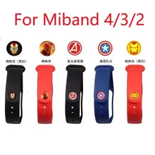 Марвел из Мстителей для Xiaomi mi группа 4 3 ремешок для спортивных часов Силиконовый браслет для Xiaomi mi Band 3 Аксессуары mi Band 3 браслет
