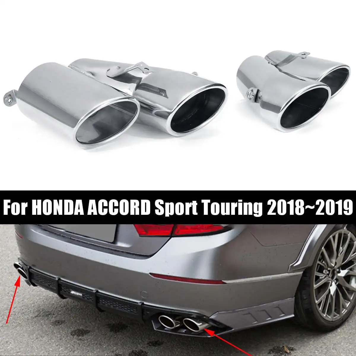 

2Pcs Muffler Exhaust Finisher For HONDA for ACCORD Sport Touring 2018~2019