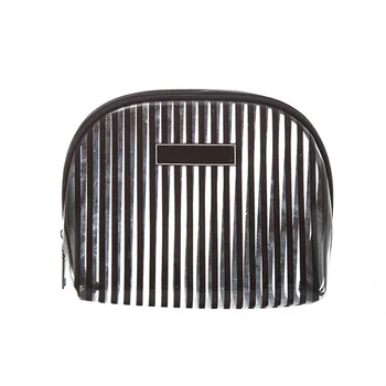 

Zipper Closure Fashion Waterproof Storage Bag Striped Pattern Practical Cosmetic Transparent PVC Portable Travel Large Capacity