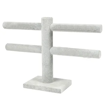 

2 Tier Collection Detachable Display Velvet Bedroom Earring Stand Practical Jewelry Storage T Shape Desktop Home Free Standing