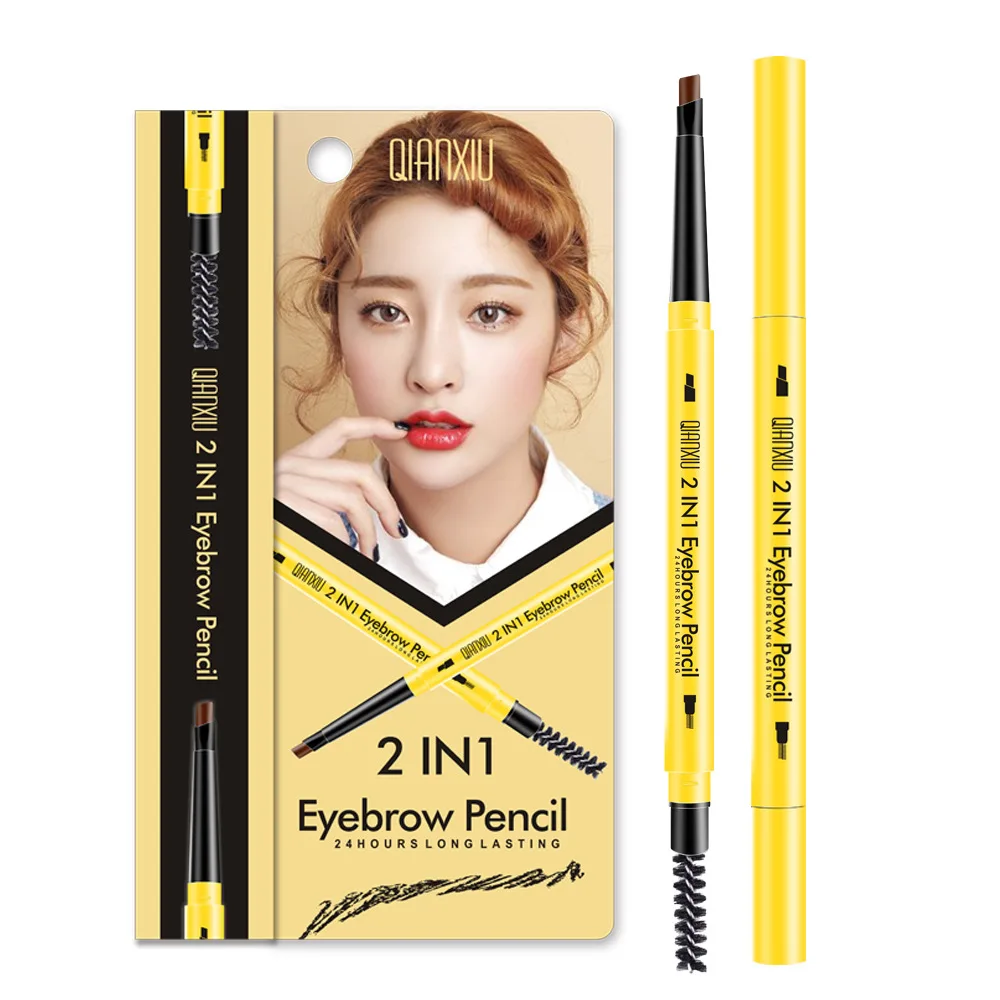 

Double head with brush dual-use waterproof and sweat-proof eyebrow pencil sweat-proof not blooming automatic eyebrow