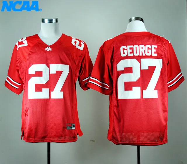 Новое поступление высокое качество NCAA Eddie Джордж#27 футболка колледжа Джерси S-XXXL - Цвет: 1