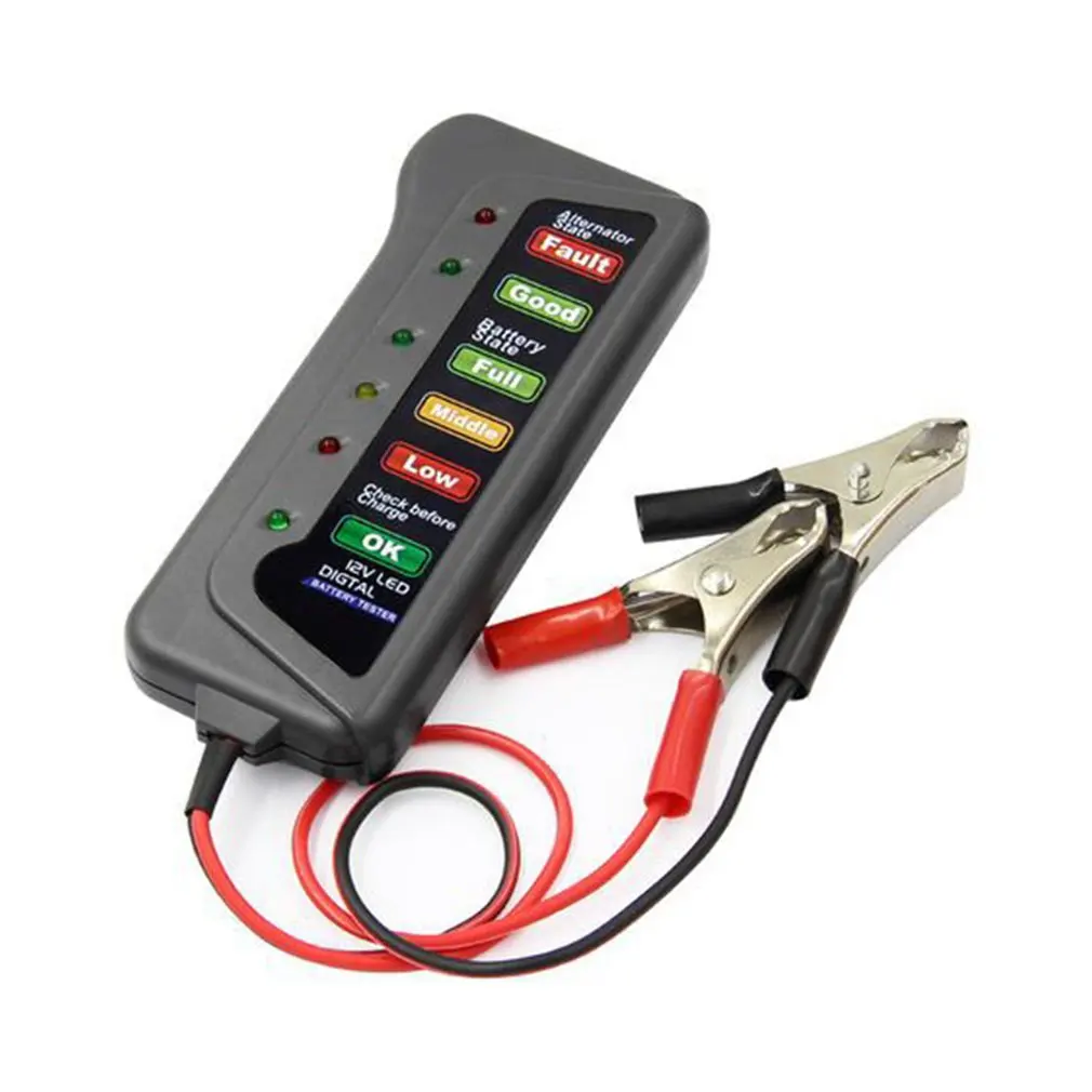 Автомобильный тестер батареи 12 В 6 светодиодный светильник Автоматический цифровой генератор зарядное устройство Тестер для автомобиля мотоцикла Авто диагностический инструмент Горячая Распродажа