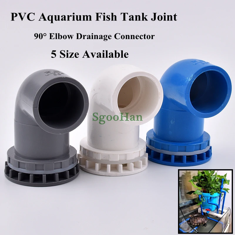

1PC ID 20~50mm PVC Pipe Aquarium Fish Tank Elbow Drainage Joint Home Garden DIY Overflow Thread Water Tank Hard Tube Fittings