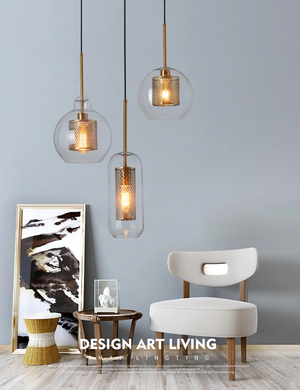 H880506e513744c3db5dc7079118e4394w Loft Modern Pendant Light Glass Ball Hanging Lamp Kitchen Light Fixture Dining Hanglamp Living Room Luminaire