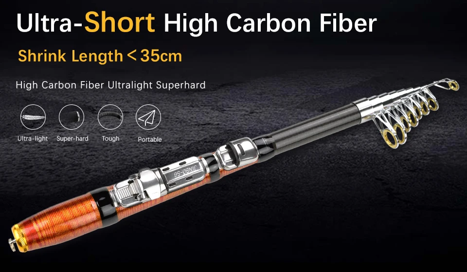 K8356 99% Carbon Mini Portable Telescopic Fishing Rod 1.2M 1.5M 1.8M 2.1M Spinning Fishing Tackle Ultra Short Sea Rod Hand Pole (7)