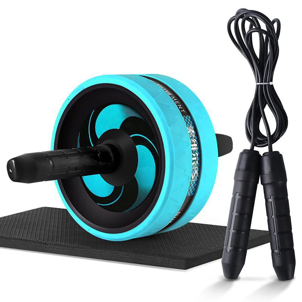 

No Noise Abdominal Wheel Ab Roller with Mat 2 in 1 Ab Roller& Jump Rope For Arm Waist Legs Exercise Gym Fitness Equipment