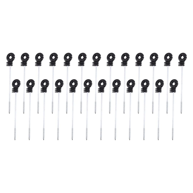25 PCS Electric Fence Distance Insulators Plastic Ring Long Screw For Wooden Post | Дом и сад