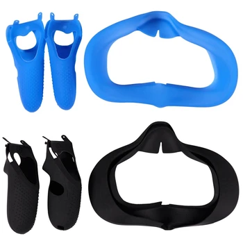 

2 Set Eye Mask Cover Kit for Oculus Quest VR Headset Light Blocking Soft Silicone Eye Cover-Black & Blue