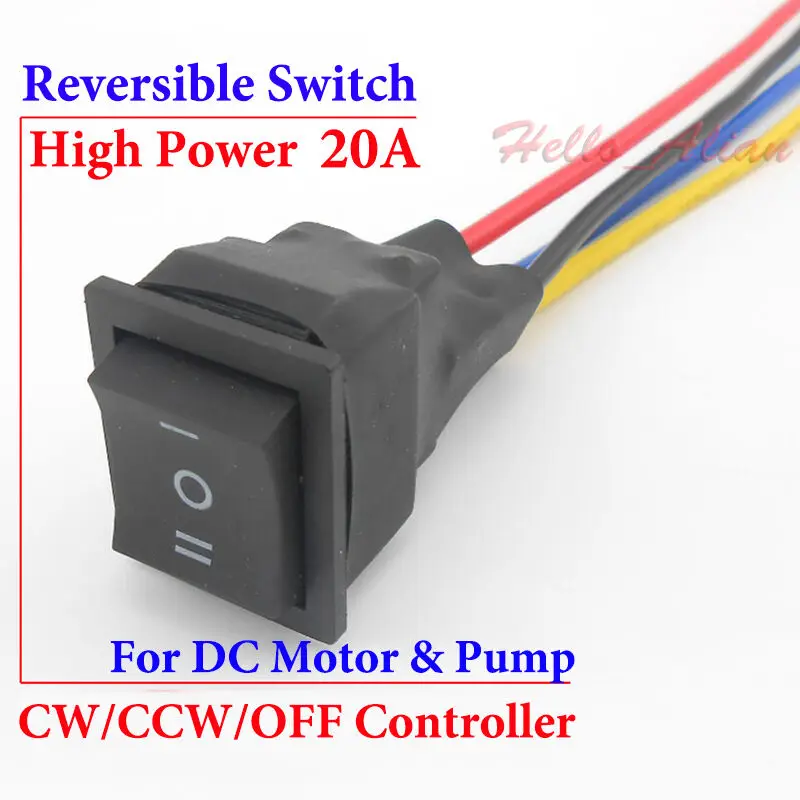 High Power 20A DC Motor Pump CW CCW OFF Reversible Switch 3-way Button Control push button afbeelding