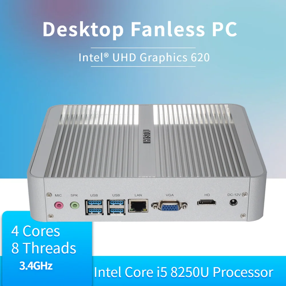 Новинка Kaby Lake 8250U HYSTOU безвентиляторный мини ПК Core i5 7260U Мини компьютер Wind 10 Intel NUC i3