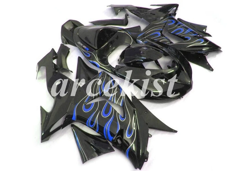 

4 Gifts New ABS Motorcycle Full Fairings kit Fit For Kawasaki Ninja ZX-10R ZX10R 2006 2007 06 07 Custom Flame blue