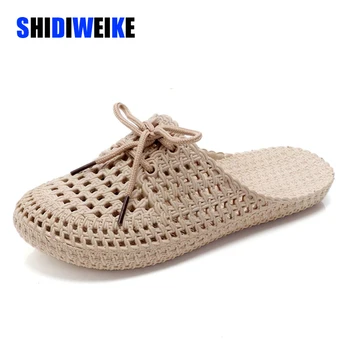 

Beach Shoes Girl Summer Lace-up Slippers Flat Flip Flops Home Shoes Comfortable Casual Women Slippers Outdoor Shoe Female I218