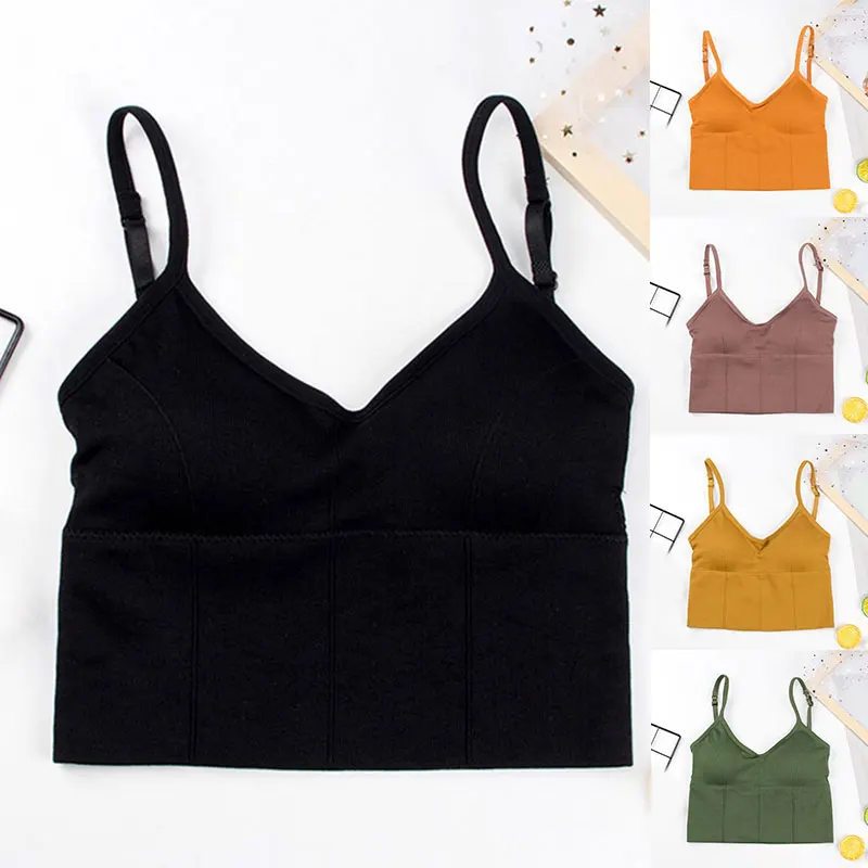 

Push Up Wireless Bra Seamless Female Underwear Tank Top Ladies Bralette Removable Padded Lingerie Plus Size Crop Tops