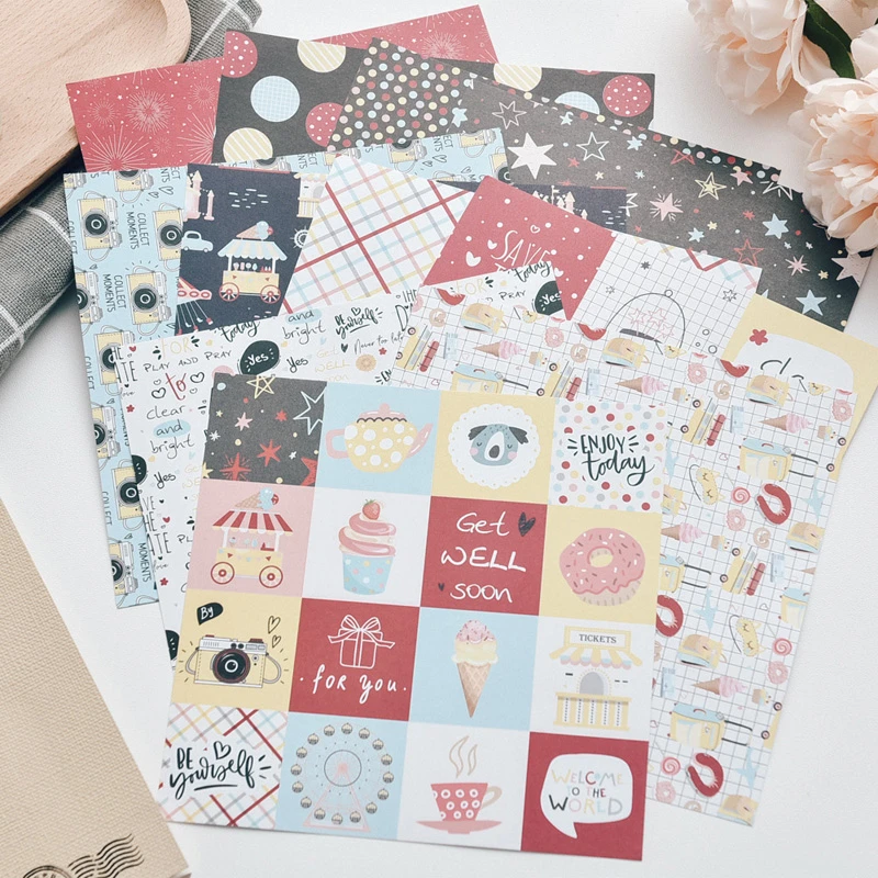 12x Sheet Scrapbooking Paper Art Background Cards Making DIY Scrapbook Crafts 12x Sheet Scrapbooking Paper Art Background Cards Making DIY Scrapbook Crafts