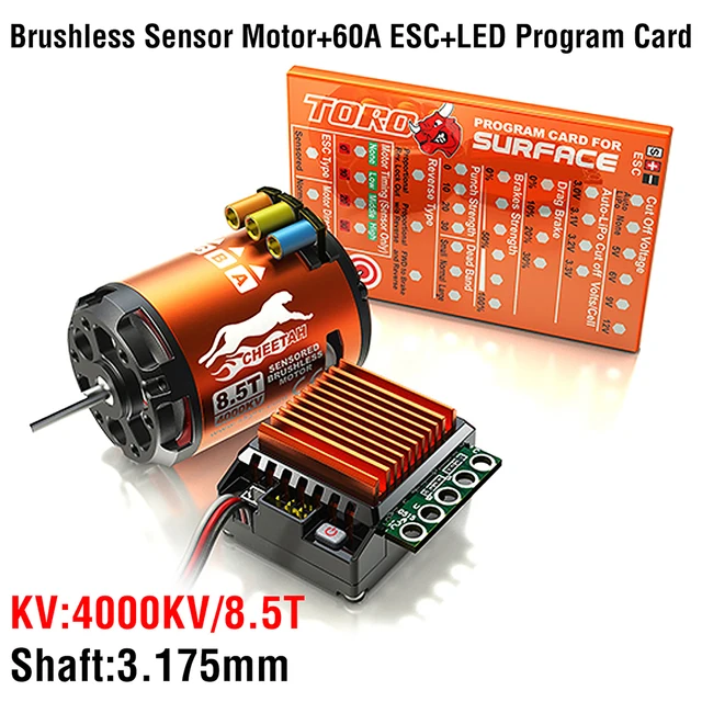 SKYRC Brushless Motor 60A Sensored ESC LED Program Card Power System for 1/10 1/12 RC Car
