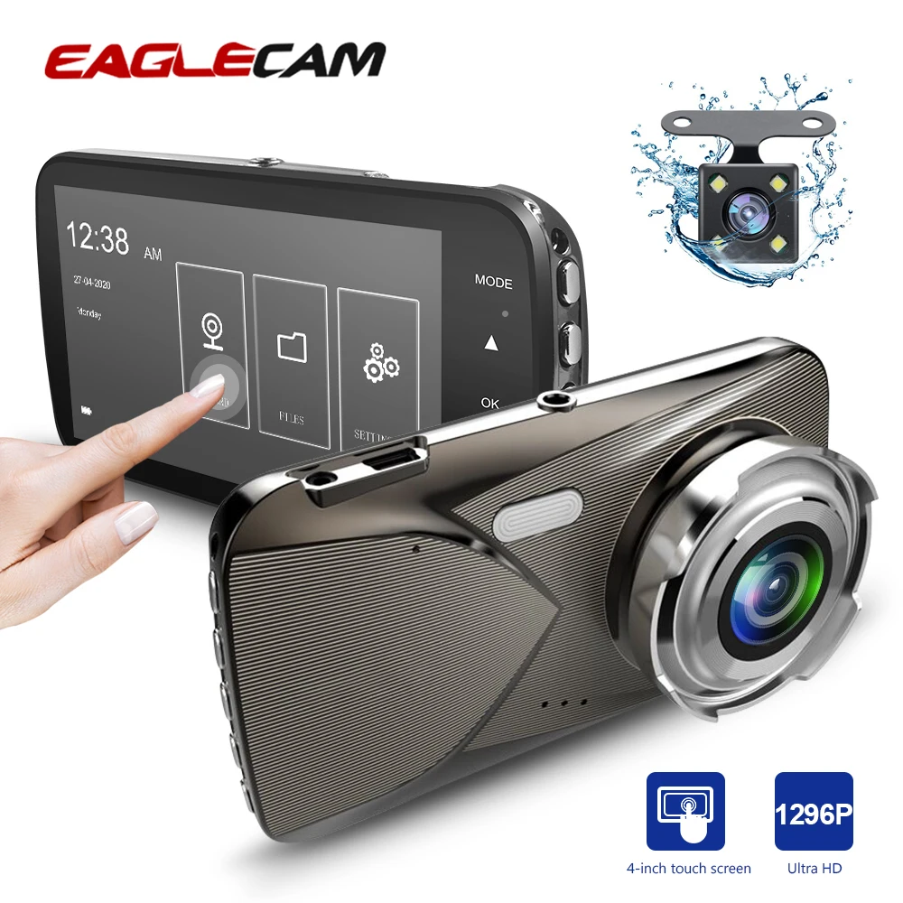 

Car DVR 4 " Dash cam Full HD 1296P Dual Lens Touch Screen Car Camera Camcorder Dvrs Night Vision video Autoregister Recorder