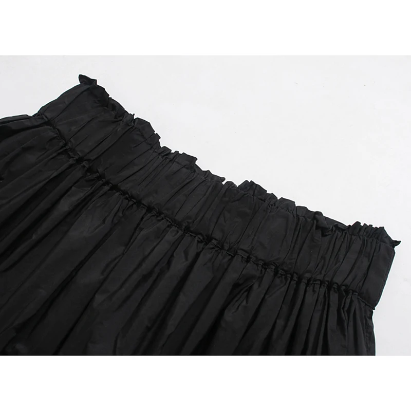 Fandy lokar, свободные черные юбки из тафты, женская модная Однотонная юбка, женские элегантные мини юбки с эластичной резинкой на талии для женщин