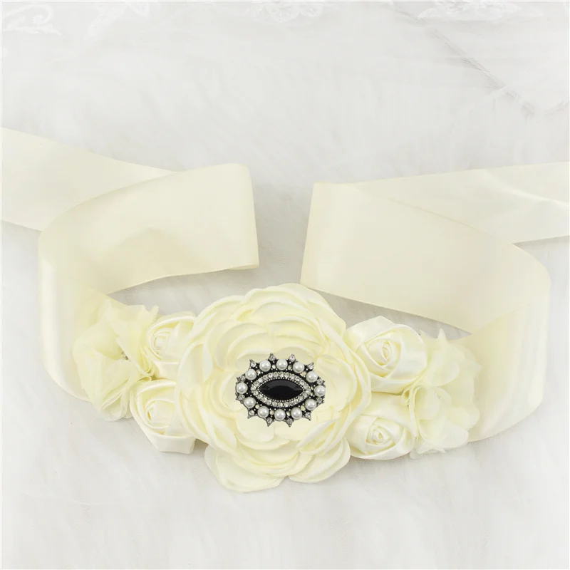 Rhinestone Rose Flower Wedding Belts Girdles For Women Dress Female Accessories Bridesmaid Bridal Sequin Belt