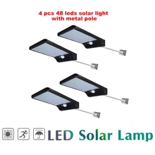 2/4pcs 48 LED Solar Wall Lamp Super Bright Porch Outdoor LED Solar Light PIR Motion Sensor Garden Light security garden wall sol