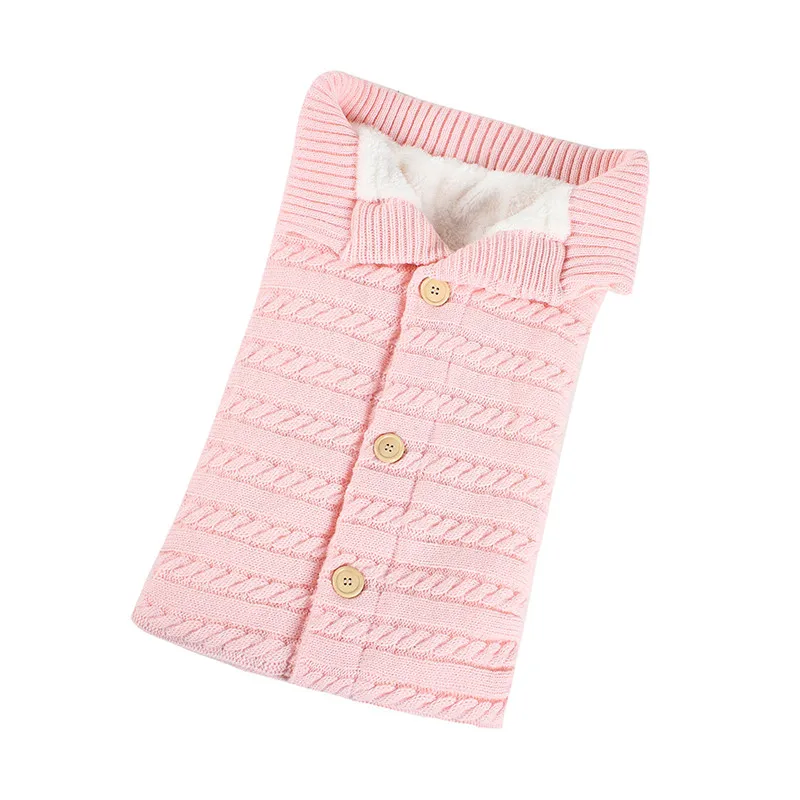 Зимний теплый спальный мешок для новорожденных, дышащий мягкий спальный мешок для пеленания, детское одеяло, удобные мешки на пуговицах - Цвет: Pink