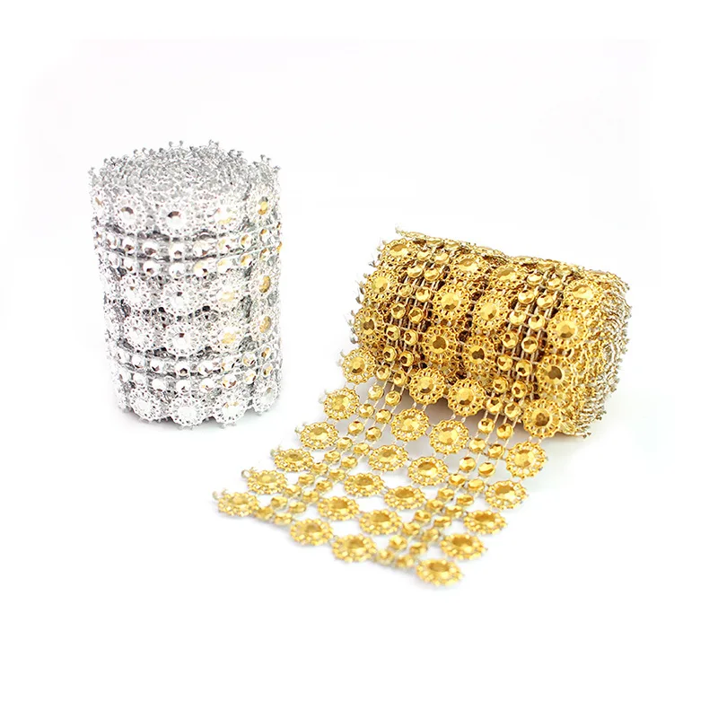 4 Nastri Di Diamanti Argento Autoadesivi – Strass Di Cristallo 1 Cm Per Decorazioni Fai-da-Te, Matrimoni E Compleanni
