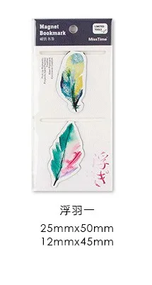 2Pcs/Pack Feather Magnet Bookmark for Book Colorful Paper Clip School Office Supplies Escolar Papelaria Gift Stationery - Цвет: 1
