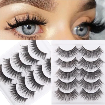 

5 pairs of 3D mink false eyelashes imitation eyelashes can extend natural / dense long eyes small fluffy eyelashes eye makeup