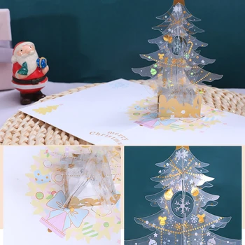 

Christmas Tree 3D Pop-Up Greeting Card Merry Christmas Greeting Cards for Gift Kids J2Y