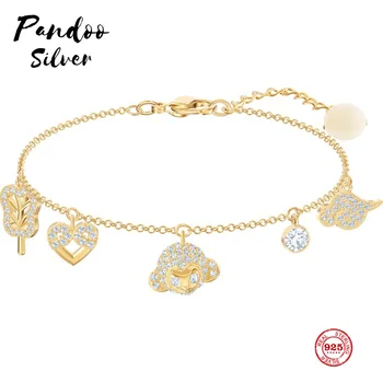 

Fashion Charm Pure 925 Silver Original 1:1 Copy, Fun Tendon Cloud Banana Fan Exquisite Wild Bracelet Female Luxury Jewelry Gifts