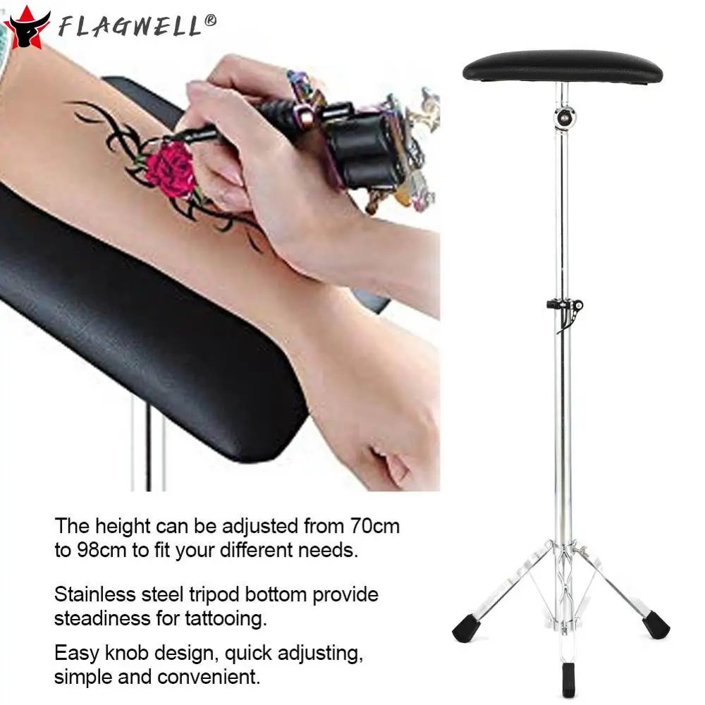 New Stainless Steel Tattoo Armrest 360 Time Rotating Height Adjustable Stable Tripod With PU Leather Pad Tattoos Armrest Bracket andoer 360 degrees panning rotating time lapse stabilizer tripod adapter for gopro dslr