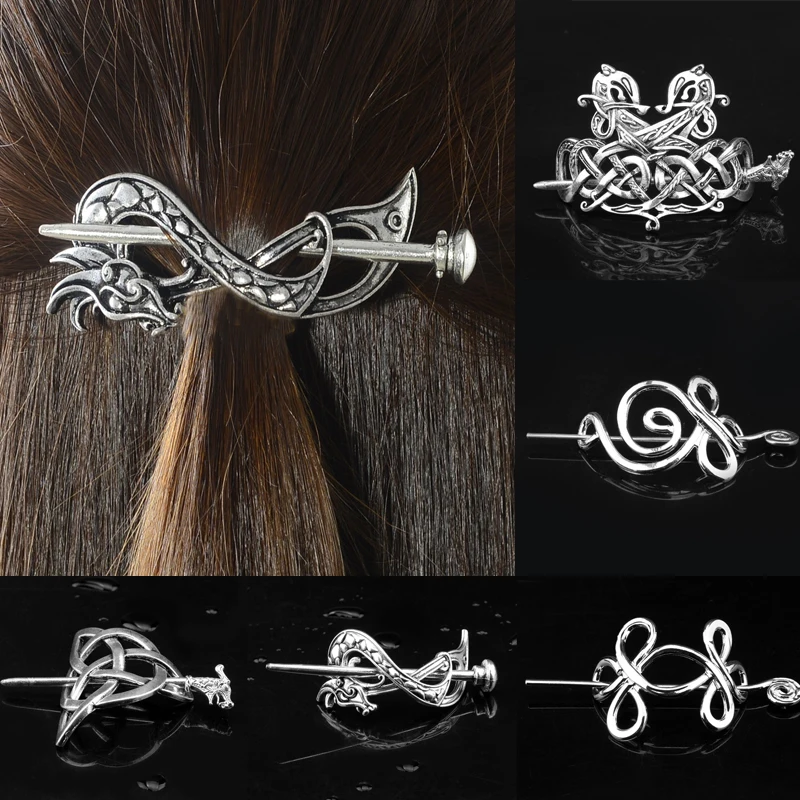 Celtics Knots Viking Runes Dragons Hairpin Vintage Metal Stick Slide Hair  Clips Women Hair Jewelry Accessories Gifts 4*6cm Vikings Dragon Hairpins  Hair Clips Stick Slide Accessories F-01
