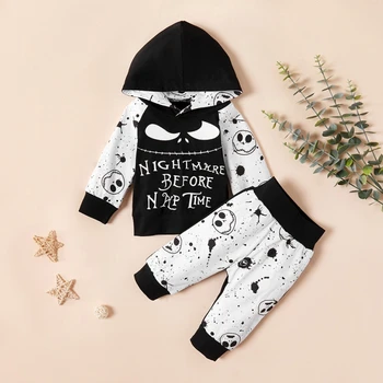 

0-3T Baby's Set Trousers Boys Girls Casual Fashion Cartoon Letter Print Hooded Sweater Pants Spring And Spring
