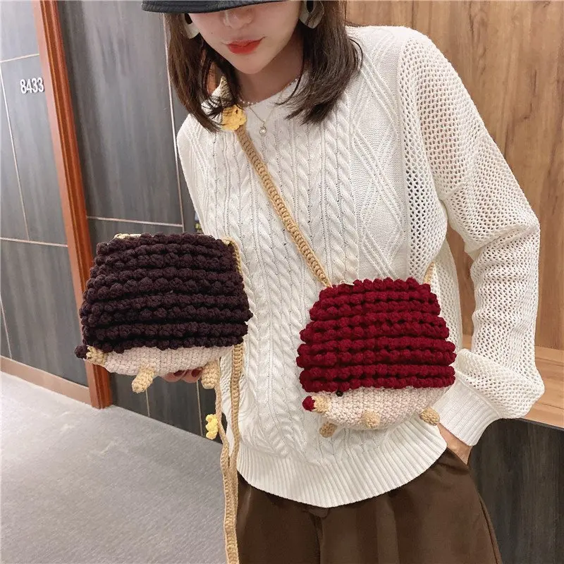 

2020 Winter New Wool Knitting Cute Animal Cross Body Bag for Women