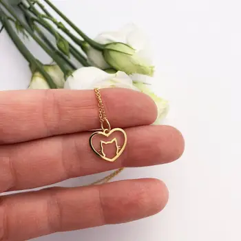 

Cat necklace Tiny Kitten Cat Charm Heart necklaces Mom Lover Gift Animal Jewelry Various Necklace