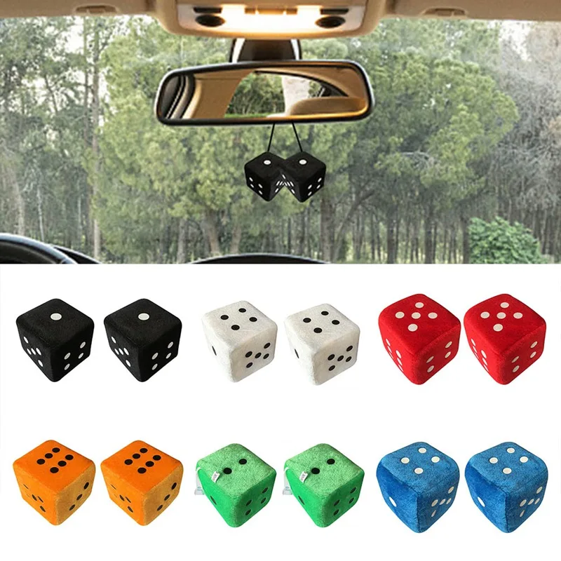 

Fuzzy Dice Dots Rear View Mirror Hanger Decoration Car Styling Accessorie