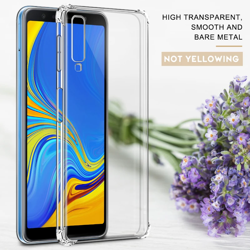 Transparent Shockproof Airbag TPU Phone Case For Samsung Galaxy A7 2018 A9 A6 A8 Plus A8S A9S Silicone Soft Fundas Capa | Мобильные
