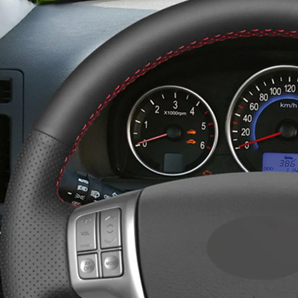 DIY черная крышка рулевого колеса из натуральной кожи ручной работы для Hyundai Veracrus 2007-2012 Vera Cruz IX55 2007-2012