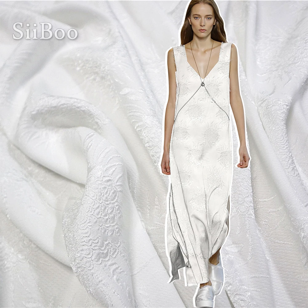 

Женское платье Siiboo, однотонное кремово-белое с 3d-текстурой, с цветочным рисунком, для отдыха, лето жаккардовая ткань с узором