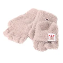 Вязаные перчатки для мальчиков и девочек, Зимние перчатки для малышей, детей, зимняя теплая вязаная флисовая рукавица С Откидывающейся Крышкой и рисунком, перчатки для детей