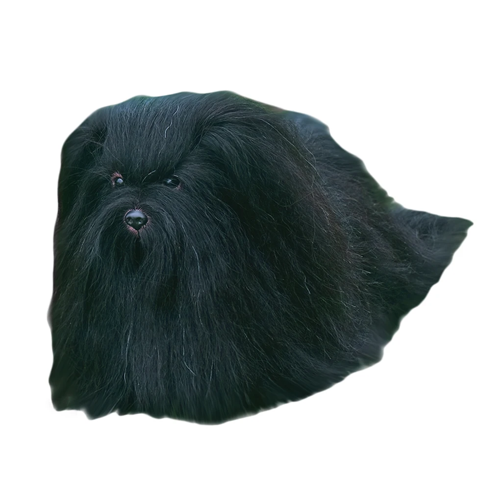 Black PVC Dog Mannequin For Hair Grooming Plush Puppy Model Dog For Pet Shop