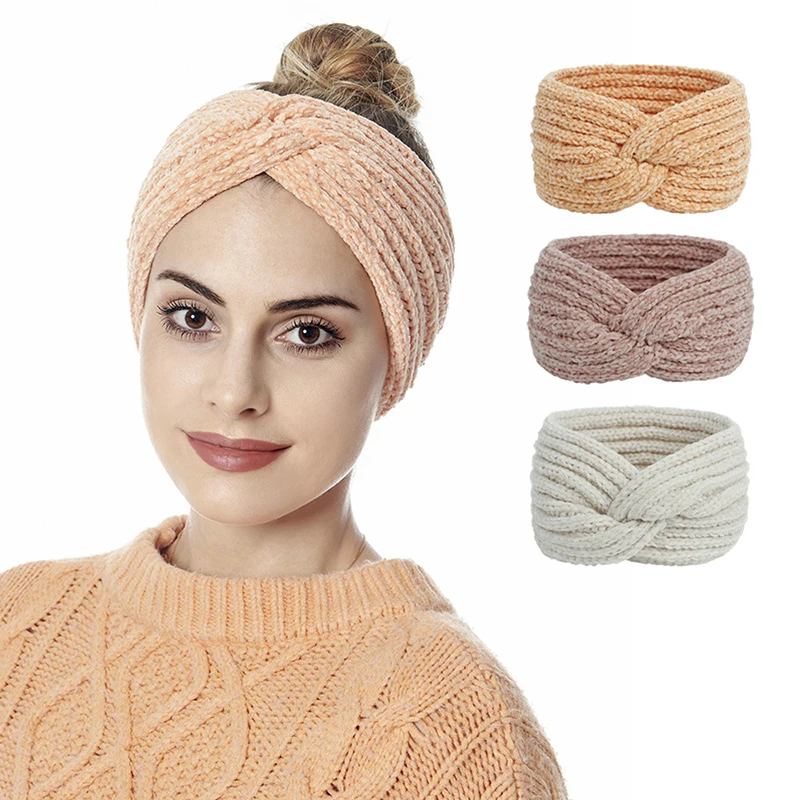 

Winter Ear Warmer Headband Women Fashion Elastic Wool Knitted Headband Head Wrap Hairband Girls Elegant Hair Band Accessories