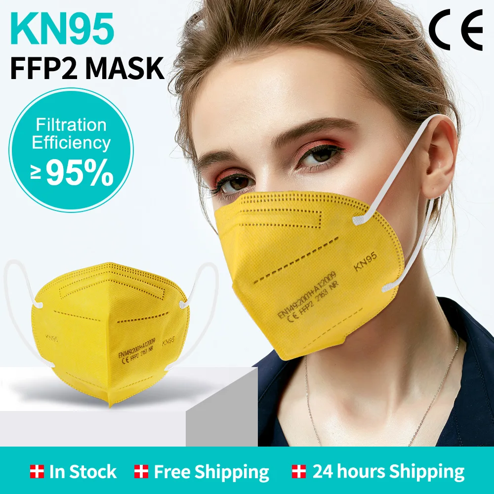 

Маска KN95, 5 слоев, для защиты лица, Пылезащитная, многоразовая, 10 шт.