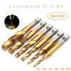 6pcs M3-M10 Screw Tap Drill Bits Hss Taps Countersink Deburr Set Metric Combination Bit High Speed Steel 1/4 IN Quick Change Hex ► Photo 2/6