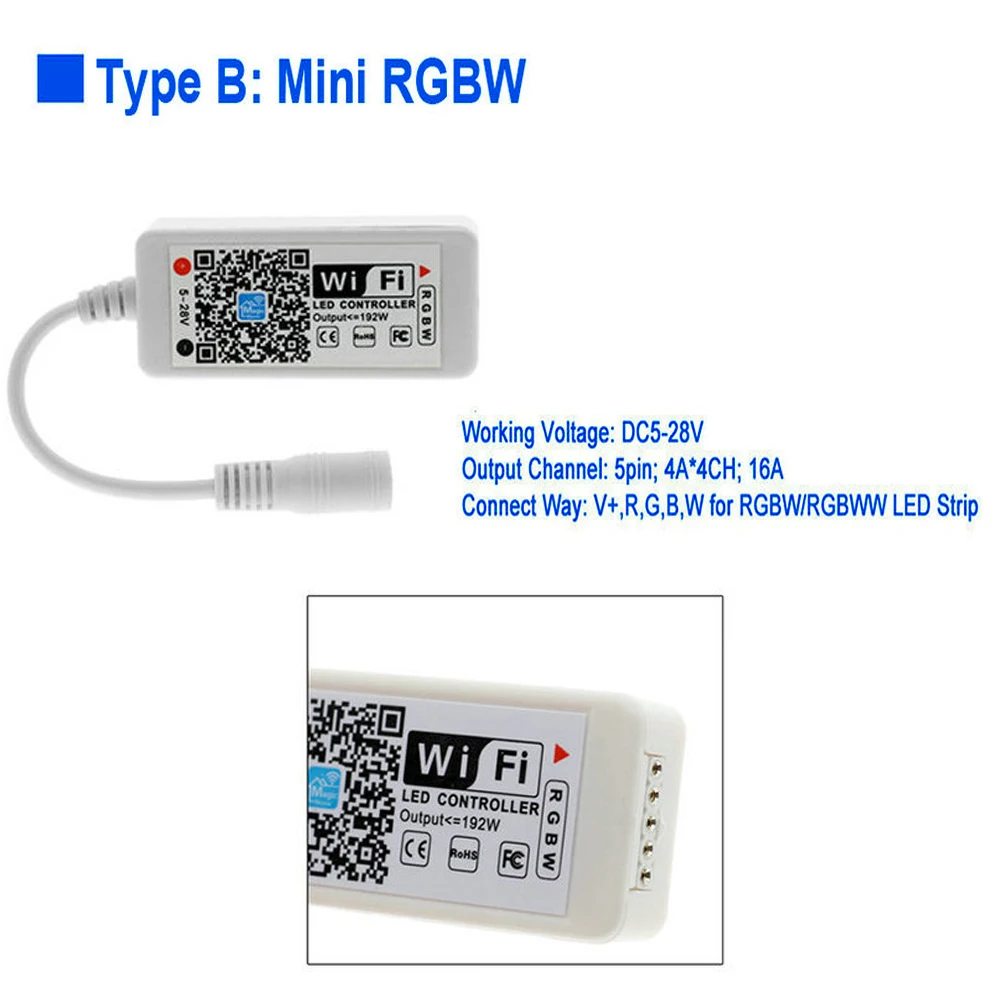 Светодиодный интеллектуальный контроллер Wi-Fi RGB/RGBW RGBCCT DC12-24V смартфон Fo RGB/RGBW RGBCCT светодиодный полосы