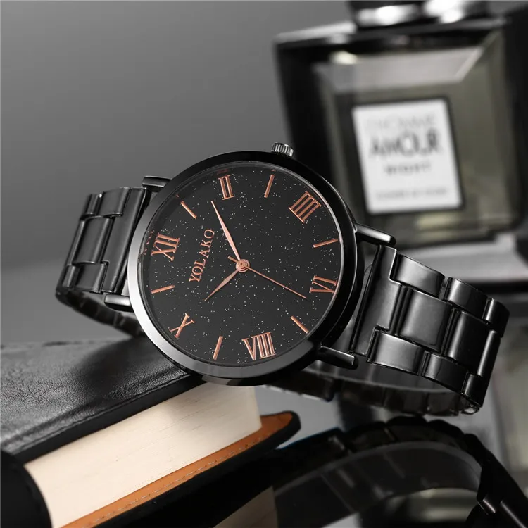 

Explosion Models Casual Watches Simple Studs Large Dial Quartz Watch Stainless Steel Strap Alloy Men's Watch