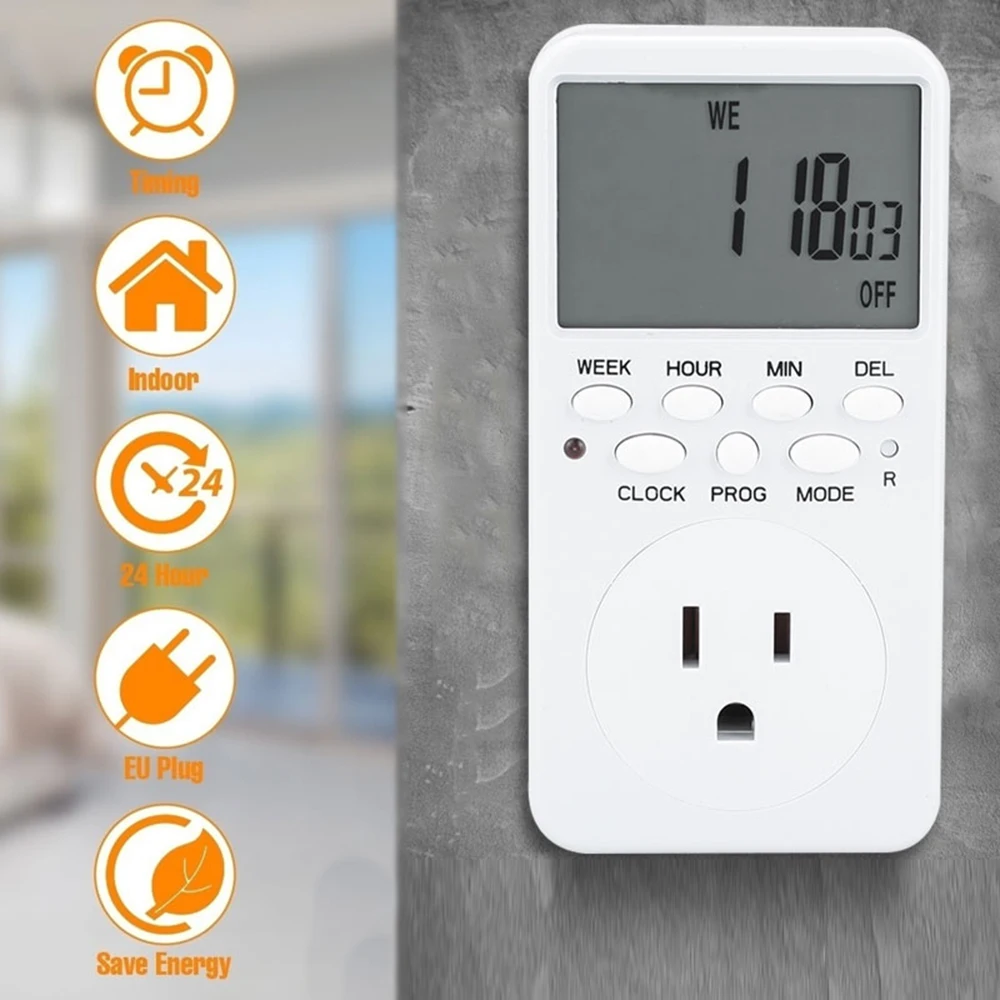

Smart Timer Socket LCD Display Home Random Function Programmable Mechanical Outlet Electronic Switches